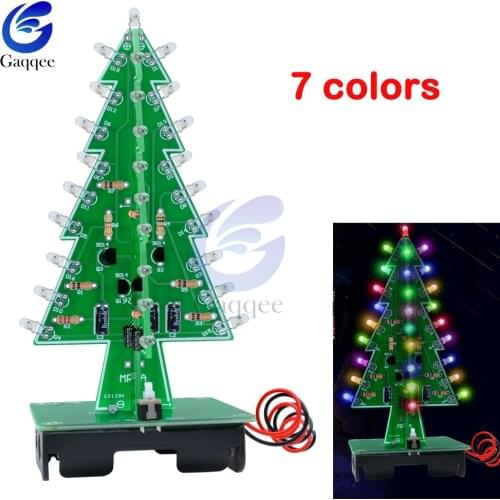 RGB 7 Colors 3D Christmas Tree Circuit Board Module With Led Lights Self-locking Switch DIY Kit Electronic Suite Holiday Decor