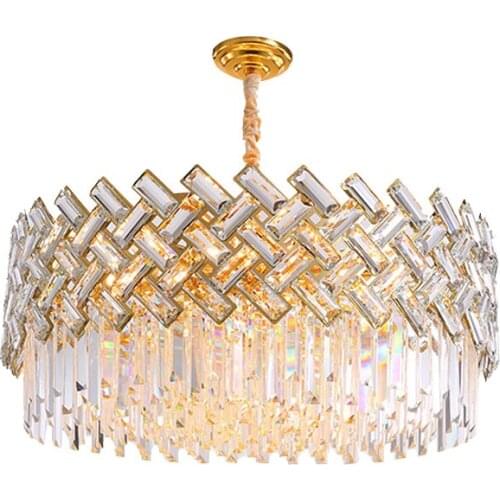 Golden Luxury Chandeliers Lighting Round Living Dining Room Bedroom Crystal Lights Modern Home Decor Hanglamp E14 LED Bulb