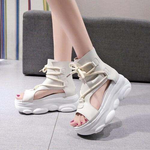 Trifle thick-soled wedges sandals womens summer new style all-match fashion casual straps hollow Roman shoes high heels X812