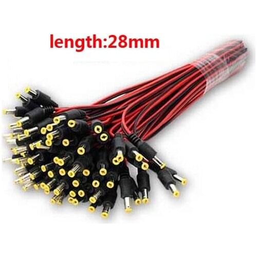 DC cable 5.5x2.1mm male Connector Plug Cable 28cm length ,Wire For CCTV Camera and LED Strip Light ,min:50pcs
