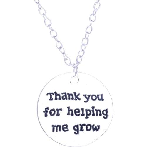 Thank You For Helping Me Grow Pendant Necklace Thanksgiving Days Gift For Mommy Daddy And Teacher Vintage Jewelry Accessories