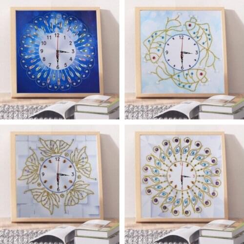 Creative Rose Peacock Butterfly Wall Clock Diamond Painting Cross Stitch Diy Diamonds Embroidery Mosaic Wall Art Home Decoration