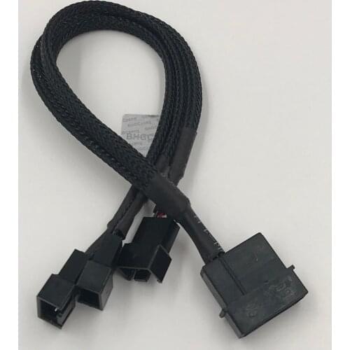 Fan Cable Molex to Fan Power Splitter 4Pin IDE to 3 X 4Pin Black Sleeved Extension Cable CPU Fan Ming Cooling 27cm