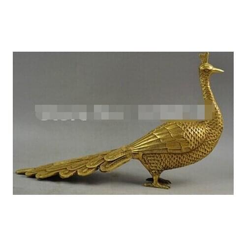 WBY---403+++HOME RARE OLD COPPER CARVING PEACOCK SPREAD ITS BEAUTY TAIL VALUE COLLECTIBLE STATUE