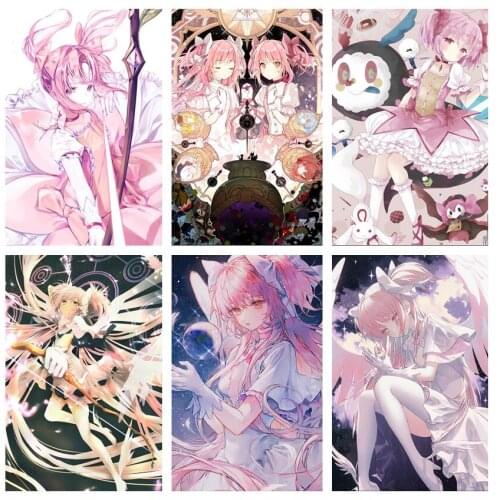 WTQ Canvas Painting Anime Posters Puella Magi Madoka Magica Retro Poster Wall Decor Wall Art Picture Room Decor Home Decor