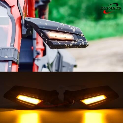 ZUPARTS Adjustable Folding Rear View Side Mirrors with LED Turn Signal Lights，Racing Side Mirrors for Can Am Maverick X3