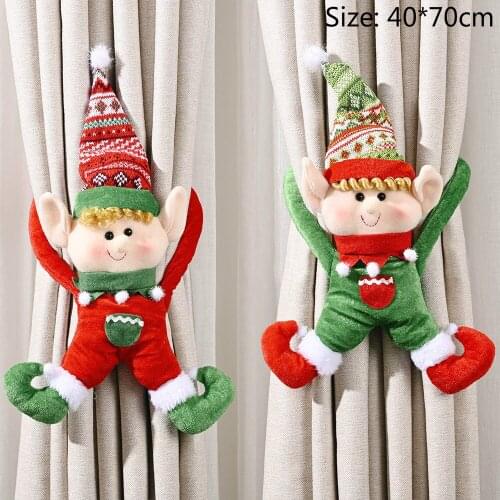 2pcs 2021 Christmas boy girl curtain buckle Christmas decoration window family bedroom hook fixing clip family room decoration