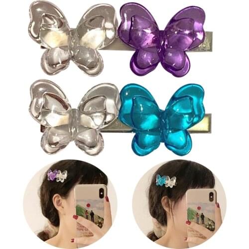 2PCS Acrylic Alligator Clip Fashion Butterfly Decor Hair Clip Hair Barrette Hairpin Headwear Women Girls Hair Accessories
