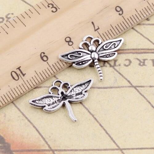 20pcs Charms Dragonfly 16x22mm Tibetan Bronze Silver Color Pendants Antique Jewelry Making DIY Handmade Craft