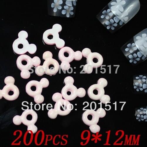 200pcs 12x9mm lovely pink Mickey head nail decoration Manicure cartoon nail sticker