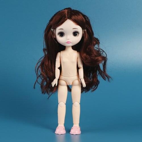 24cm Blinkable BJD Doll 13 Movable Joints 1/6 Body Dressup Girl Set Playing Naked Baby Toys 3D Eyes DIY Christmas Gifts
