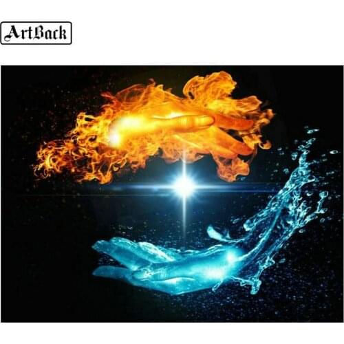 5d diamond painting ice fire hand landscape full square drill3d diamond embroidery handmade mosaic artwork 40x50cm