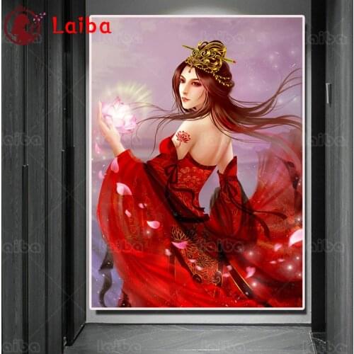 Diamond painting red woman 5d diy handmade embroidery fairy girl diamond kit full square/round drill Classical women home decor