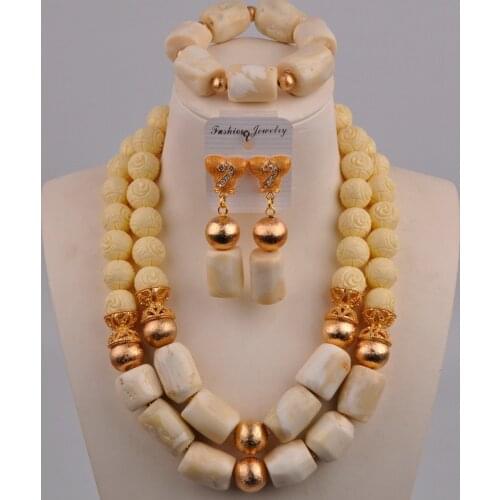 White African Coral Beads Nigerian Wedding Necklace Coral Set Bridal Jewelry Sets 2-17-B3