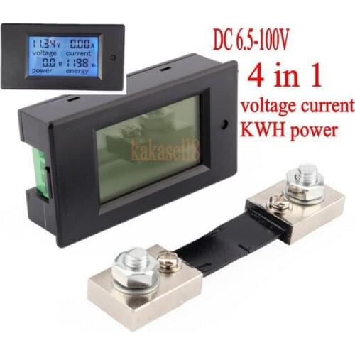 DC 100A LCD Combo Meter Voltage current KWh Watt Panel Meter 12v 24v 48v Battery