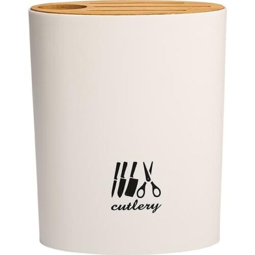 Utensil Block Holder Scissors Rack Bamboo Wooden Chapstick Holder Organizer for Kitchen White