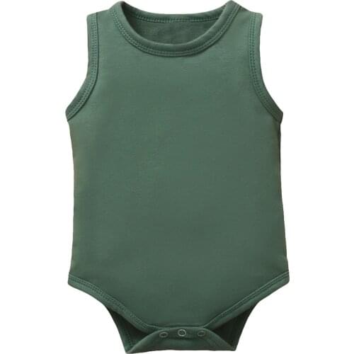 Infant Baby Boys Girls Sleeveless Bodysuit Summer Jumpsuit Solid Color Casual Bodysuits Toddler Newborn Clothing 3-18 Months