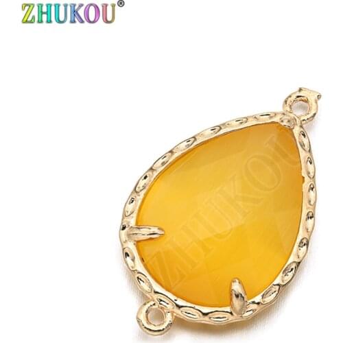 14*23mm High Quality Brass Cubic Zirconia Water-drops shape Connectors DIY Jewelry Findings Making, Hole:1.0mm Model: VS298