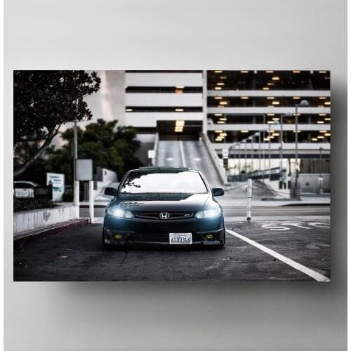 Canvas Paintings Honda-CIVIC Si Black Car Headlight Front View Modern Wall Art Picture Posters HD Print for Living Room Decor