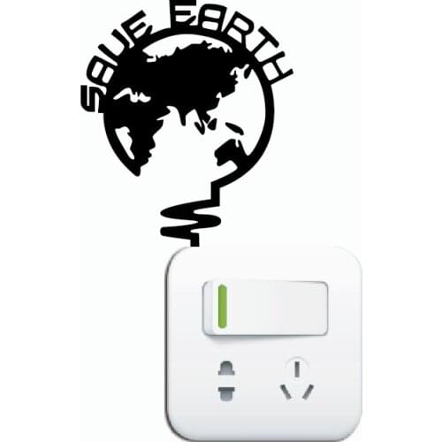 KG-125 Creative Save Earth Light Switch Sticker Cartoon Earth Vinyl Wall Sticker Home Decor Wallpaper5082