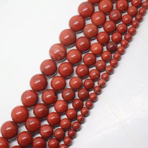 Mini. order is $7!6-14mm Natural Red Stone Round Loose Beads 15"