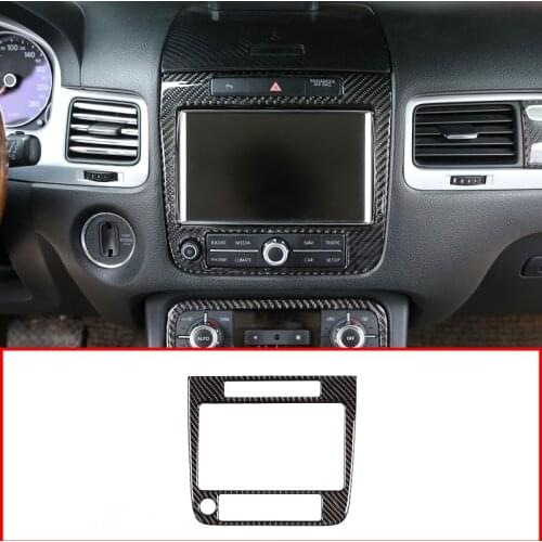 For Volkswagen Touareg 2011-2018 Rea Carbon Fiber 3D Sticker Center Console GPS Navigation Trim Cover Interior Accessories