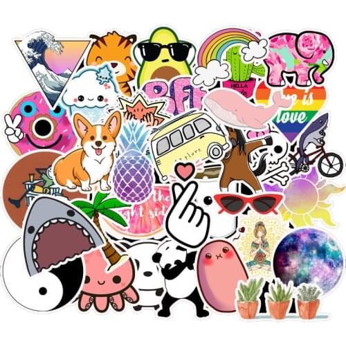 50 pcs Mixed Cartoon Toy Stickers Laptop Travel Luggage Decals Classic Fashion Style Animal Graffiti Trend Waterproof Stickers