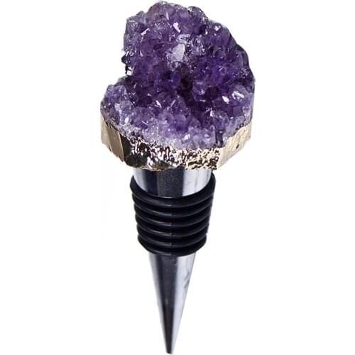 Natural Amethyst Cluster Shaped Red Wine Champagne Wine Bottle Stopper Valentines Wedding Gifts Reusable Stopper