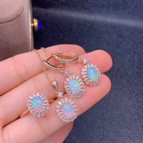 New Arrival Natural Real Opal Set Natural Real Opal 925 sterling silver 1pc Opal pendant,1pc Opal ring,2pcs Opal Earring