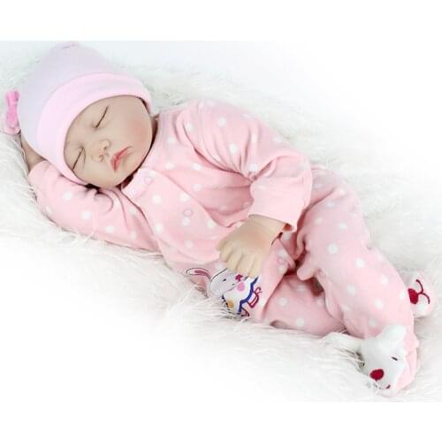 NPKDOLL 22 Inches Handmade Sleeping Doll Reborn Babies Silicone Lifelike Baby Toys For Girls Fashion Reborn Boencas Toy