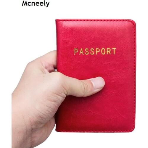 Mcneely Solid Leather Travel Passport Cover Universal Size Rfid Passport Holder Case Passport Organizer Case 4 Colors