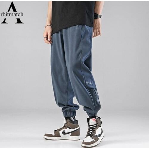 Autumn Winter Man Pants Splicing Brushed Feeling Sweatpants Drawstring Streewear Harem Pants Harajuku Joggers Men Trousers Long