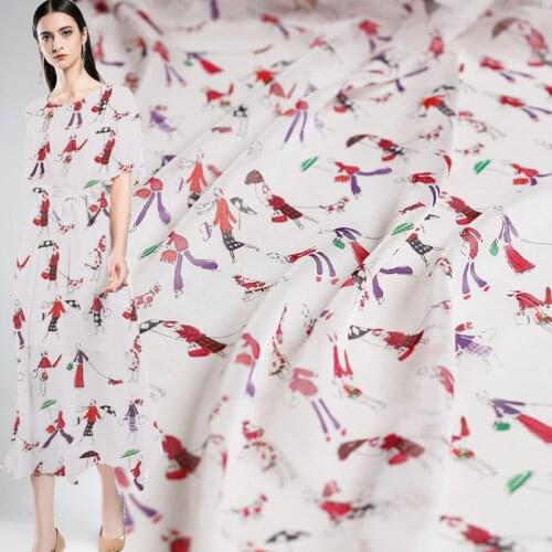 Pearlsilk 6momme Silk Chiffon Fabrics Person Printed 100% Silk Materials Summer Dress The Sewing Cloth Freeshipping