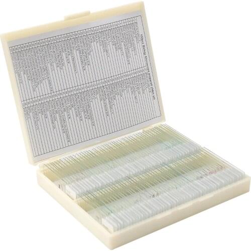 100PCS/Set Microscope Slides Biological Glass Sample Prepared Basic Animal Plants Insects Tissues Science Specimen Cover Slips
