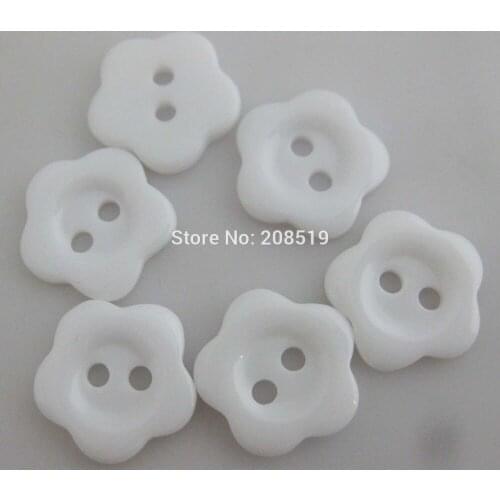 NBNVOO 3/5" White color shirt buttons flower shape 100pcs/lot baby clothes button sewing accessories