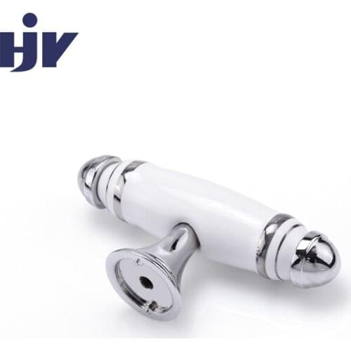 HJY 2/3/5 Pcs White Ceramic Cabinet Handle Knob Kitchen Fashion Knobs Furniture Door Drawer Pull Hardware Zinc Alloy Base C24127