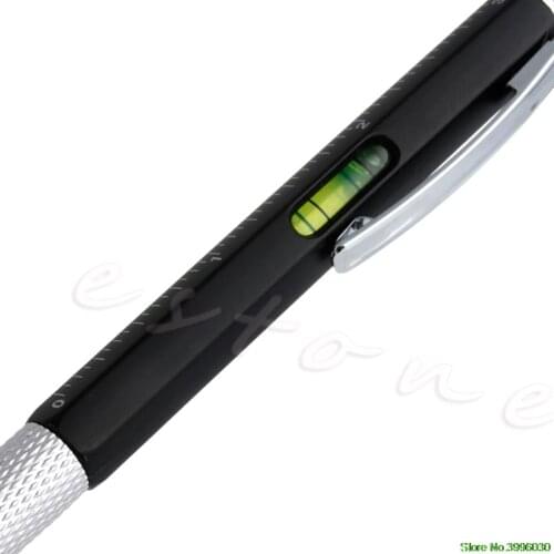 New 6 In 1 Touch Stylus Ballpoint Pen With Spirit Level Ruler Screwdriver Tool