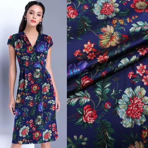 Digital Printing Wide Heavy Silk Stretch Satin Fabric Summer Soft And Slippery Satin Shirt Cheongsam Clothing Fabric