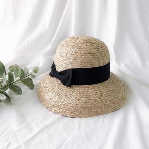 H7604 French Straw Sun Hat Women Wide Eaves Summer Sunscreen Sunshade Cap Female Outdoor Travel Beach Sun Protection Casual Caps