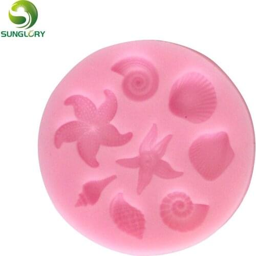 Seashell Starfish Shaped Silicone Cake Mold Fondant Silicone Mold For Baking Soap Mold Bakeware Cake Decorating Tools Color Pink