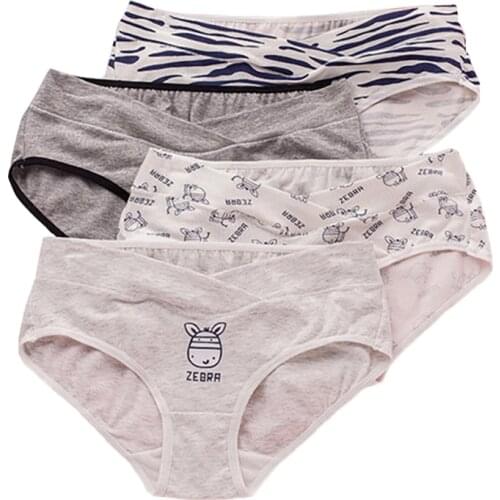 4 Pieces Women Maternity Low-Rise Briefs Panties Plus Size Pregnant Female Solid Comfort Seamless Widen Waist Underwear