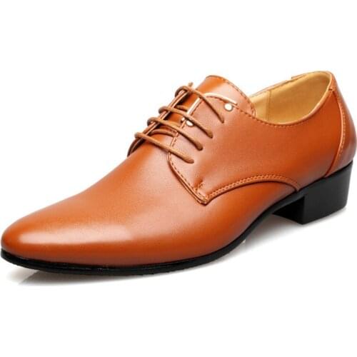 Men Leather Dress shoes Formal Elegant Classic Business Wedding Social Male Fashion Pointed Toe Derby Footwear Party Lace Up