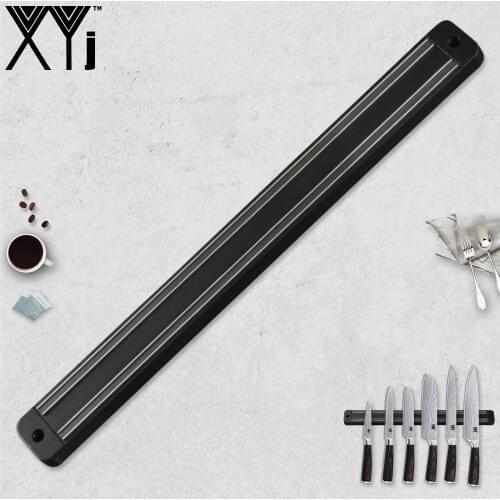 XYj Magnetic Knife Holder Wall Mount For Damascus Stainless Steel Knife Black ABS Metal Knife Block Magnet Knife Holder Block