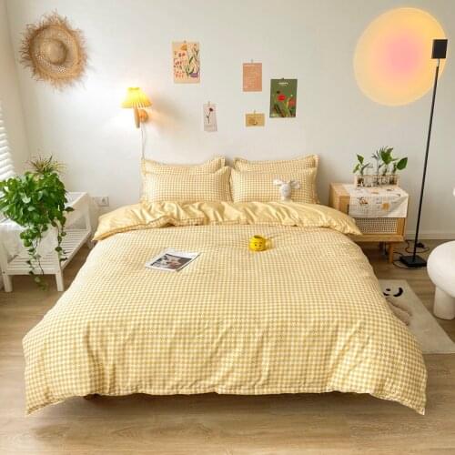 Japanese Duvet Cover Set 200x200 Pillowcase 3Pcs,200x220 Quilt Cover,Extra Large,Yellow Bedding Set
