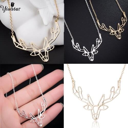 Yiustar Sweet Antler Necklace Unique Charming Choker Deer Animal Stainless Steel Pendant Necklace for Women Christmas Gifts