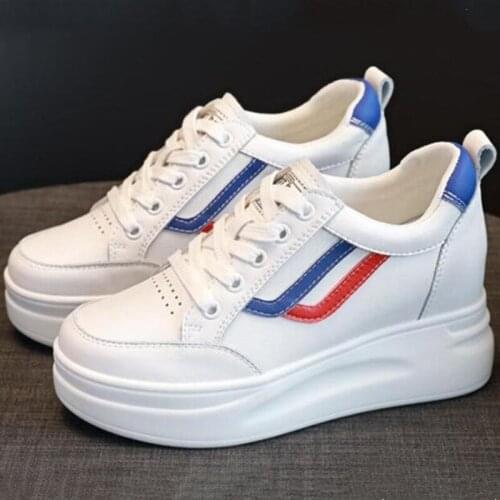 2021 New Spring Thick Bottom Internal Increase White Shoes Women Sneakers Casual Shoes High Heel Shoes Wedges Heighten Shoes
