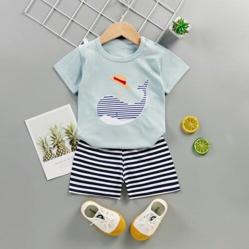 ZWY979 Summer Clothes Suit Children Fashion Letter Printed T-Shirt Shorts Boy Set Cotton Casual Sports Outfit Kids Tracksuits