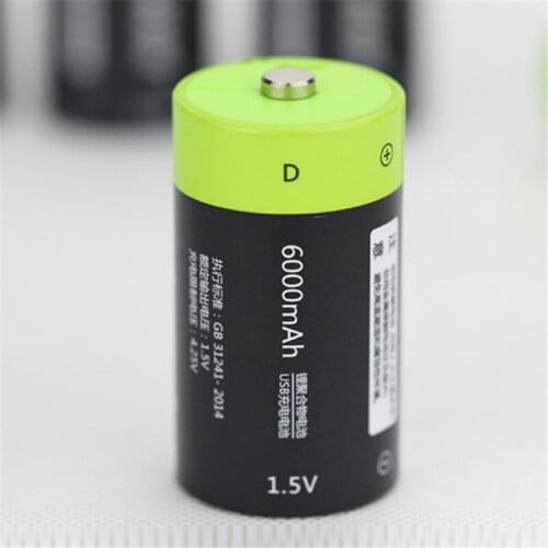 1pcs/lot ZNTER 6000mAh 1.5V rechargeable battery Micro USB battery size D Lipo LR20 battery for RC camera drone accessories