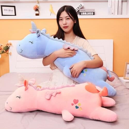 1pc dropshipping 60-100cm Giant Size Unicorn Plush Toy Soft Stuffed Cartoon Unicorn Dolls Animal Horse pillow Christmas Gift