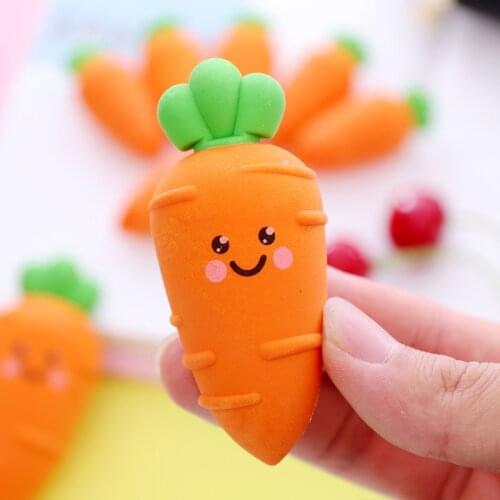 10sets/30pcs Kawaii Erasers Set Cute Carrot Kids Eraser for School Items Cute Stationery Supplies Novelty Prizes for Kids Gift